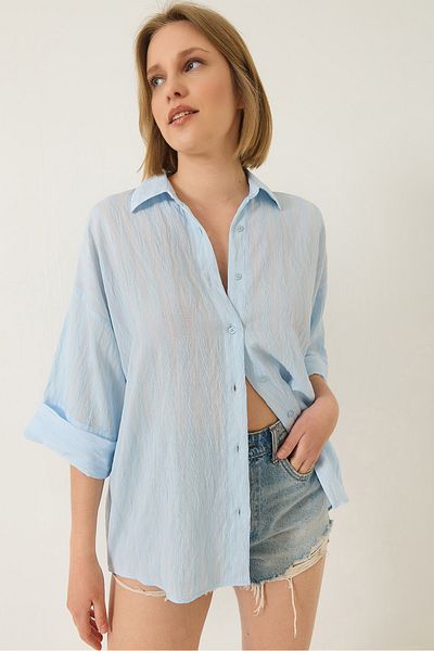 Bianco Lucci Damen-Jacquard-Hemd mit halben Ärmeln 60283201