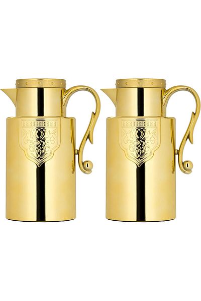 ALSAIF Coffee And Tea Vaccum Flask Set In Gold / Leak-proof And Keeps Drinks Hot 1.0/1.0 Liter