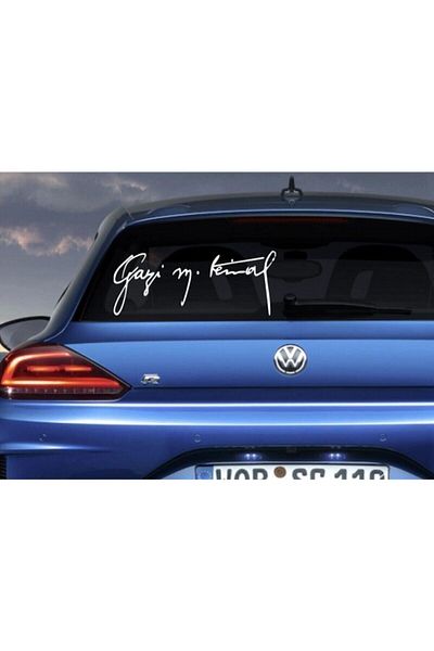 New Jargon Autocolant alb pentru mașină Gazi Mustafa Kemal Atatürk Signature 35 cm