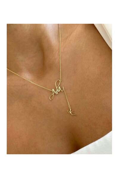 GÜMÜŞ Kişiye Özel 925 Ayar Kaplama veya 18 Ayar Altın Kaplama Sallantılı Peri İsim Kolye