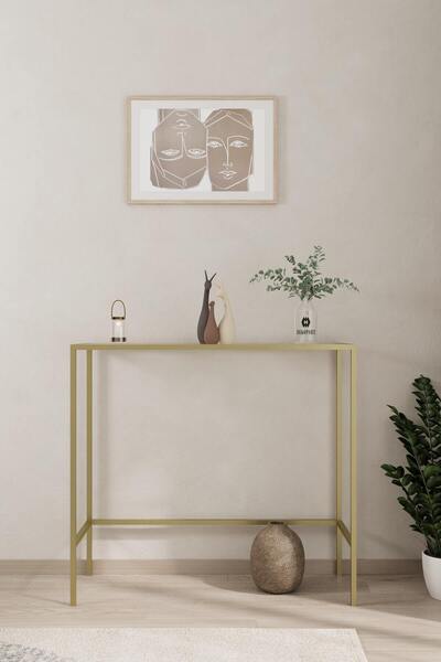 Dekoport Lisa Gold (ESKİTME) Metal Dresuar - Şeffaf Cam