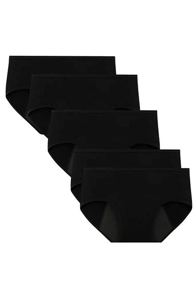 Tummy Pack of 5 Reusable Bamboo Cotton Menstrual Leak Proof Comfortable Soft Underwear, Menstrual Panties