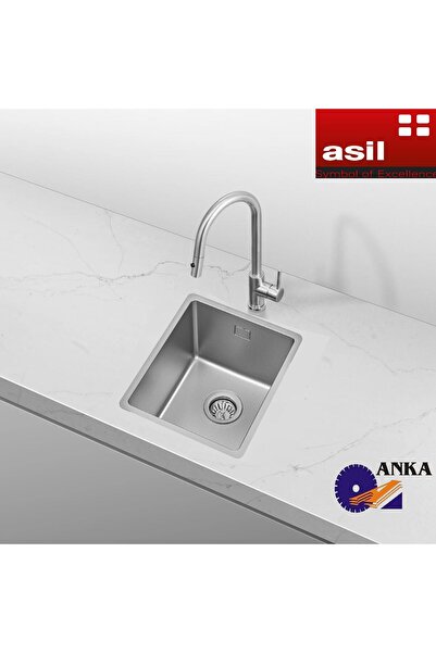 Asil Krom Drawn R15 Series As 357 40×40 Cm Paslanmaz Çelik Mutfak Evyesi, Mutfak Lavabosu