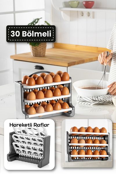 Vienev 30 Compartment Egg Rack Storage Container Anthracite