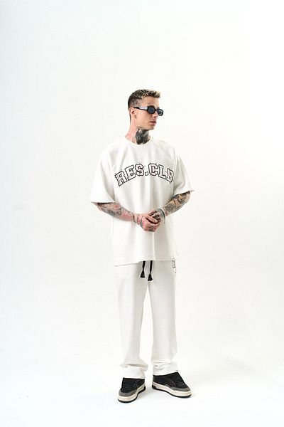Respire Мъжки спортен костюм Oversize, цвят екрю, Written Res Club