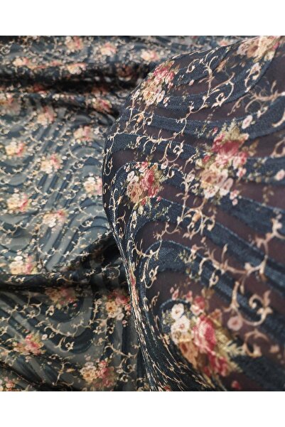 Kumaş Parça 140 cm Roșu Bleumarin Gri șifon Ashy Burnt - Lățime