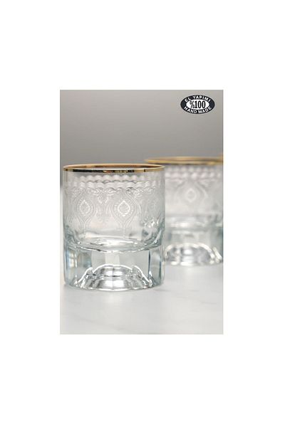 Paşabahçe Handmade Glass Whiskey Glasses Set of 6 Gold Boutique