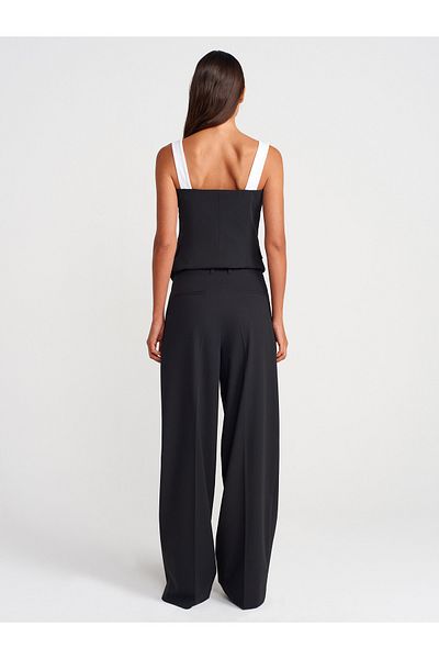 Dilvin 71646 Trousers with Pens Detail-Black