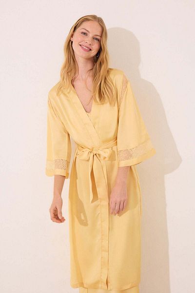 Women'secret Robe yellow chiffon fabric