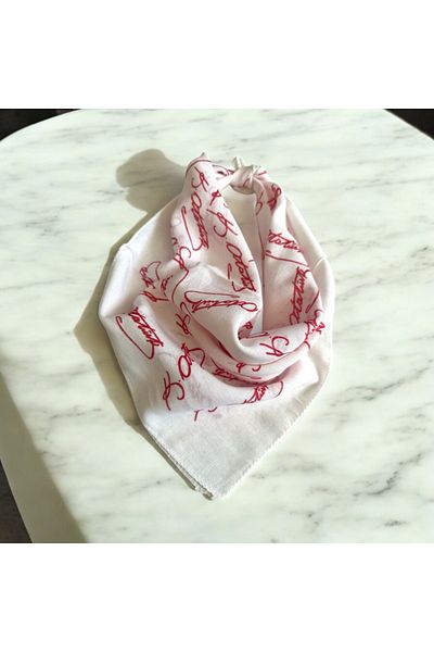 ALS Tasarım Dünyası Ataturk Signed White Color Unisex Cotton Bandana Scarf April 23 Bandana