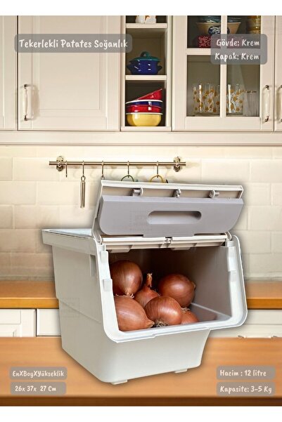 Jet's Home Tekli Tekerlekli Patateslik Soğanlık Oyuncak Kutusu Sebzelik Organ...