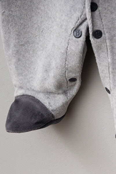 Bebitof Cute Zebra Patterned Cotton Baby Velvet Jumpsuit