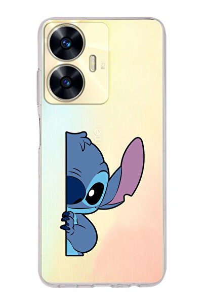 moonset Realme C55 Uyumlu Stitch Tasarımlı Baskılı Şeffaf Telefon Kılıfı