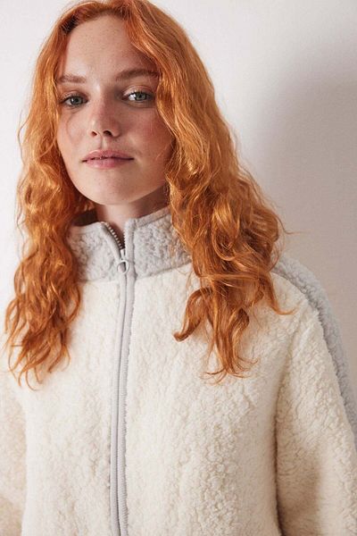 Women'secret Grey faux shearling stockings coat