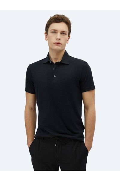 Kip Black Plain Polo Neck T-Shirt
