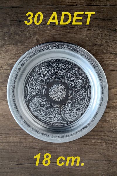 Binbir Trend 18 cm - Authentic Patterned Chrome Steel Appetizer and Serving Plate