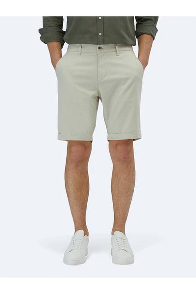 Kip Stone Plain Woven Slim Fit Casual Cotton Blended Bermuda