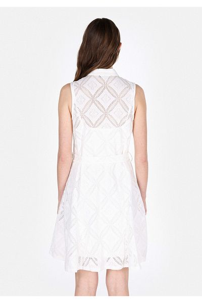 Colin's Regular Fit Jacquard Women's White Sleeveless Dress