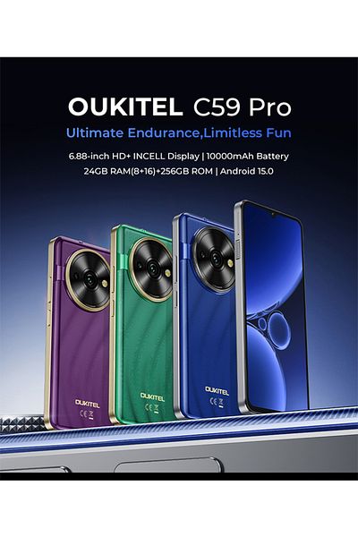 oukitel C59 Pro Dual SIM Grey 8+16GB RAM 256GB 4G - Middle East Version