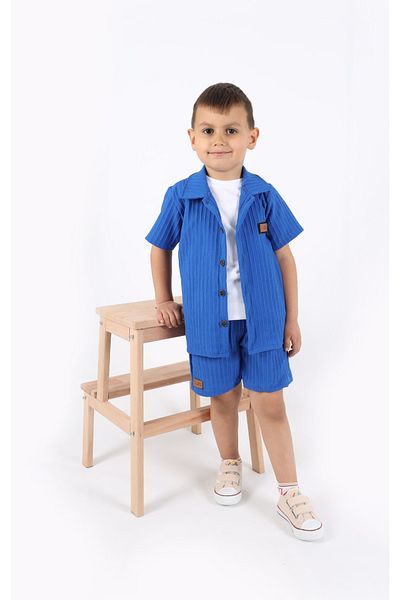 aden kids Boys Shirt+Sweatshirt and Shorts with Pockets Bottom Top Set --Not Want Iron--