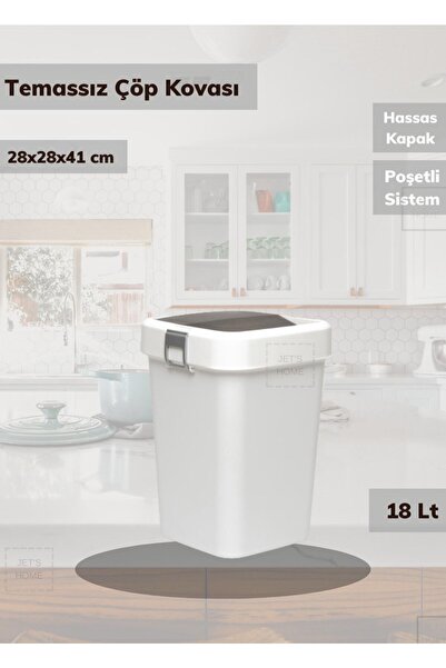 Jet's Home Çöp Kovası Aç-kapa Banyo Çöp Kutusu Mutfak Çöp Kovası Beyaz 18 Litre