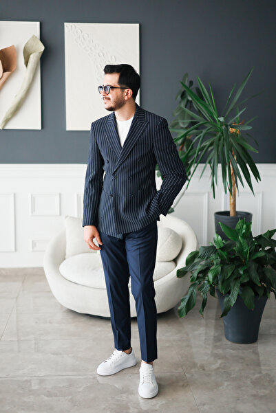 Avni Ceylan Gofre Kumaş İtalyan stil slim fit kruvaze erkek ceket special edi...