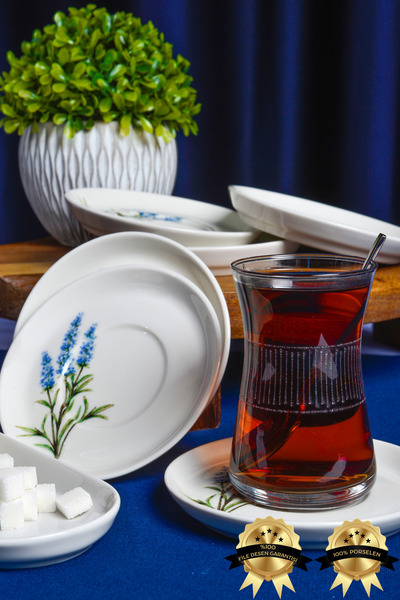 Heda Porselen Lavender 12cm 6 Piece Porcelain Tea Plate Set