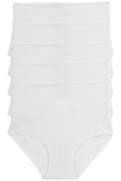 Nicoletta High Waist Laser Cut Women's Panties - Flexible and Non-Marking 5-Pack Polyester White