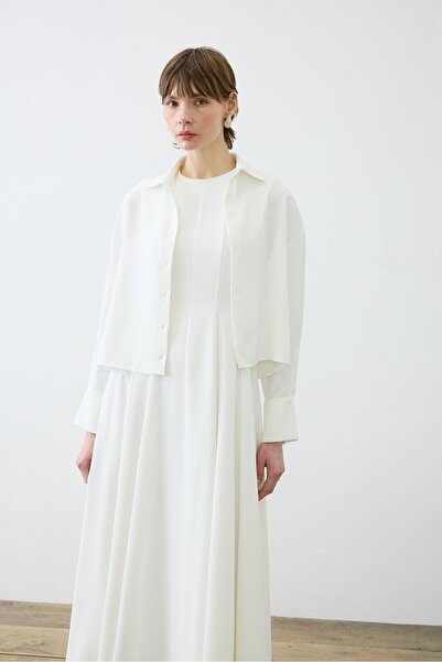 TERZİ DÜKKANI ALİZA Λευκό Αμάνικο Φόρεμα