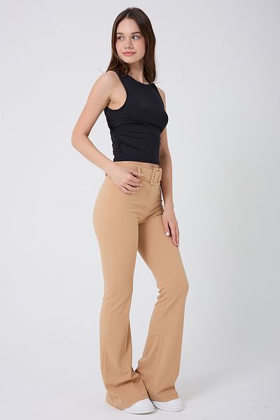 Royalside Pantaloni de damă cu talie înaltă, bej spaniol, cu picioare