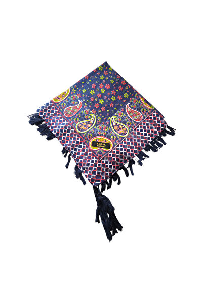 kızca وشاح حرير قطن هندي كحلي 110 سم