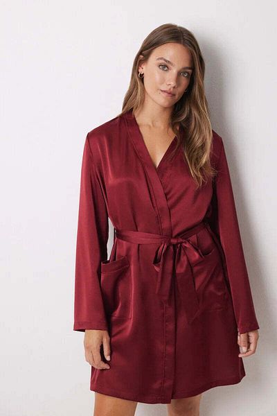 Women'secret Burgundy midi satin robe