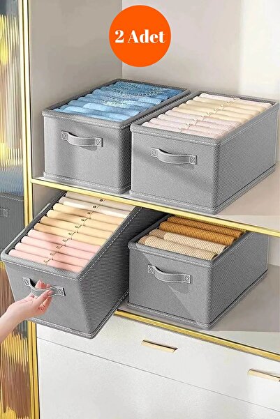 Spartek home textile 2adet lüx-Dolap Içi Düzenleyici, Raf Düzenleyici, Katlanabilir Kıyafet Saklama Kutusu-45cmx25cmx20cm