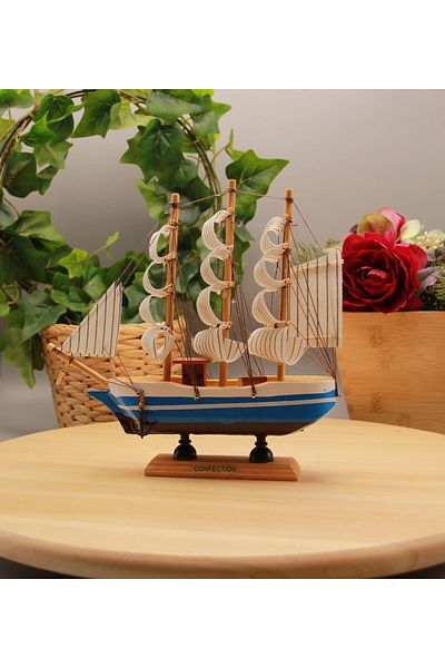 HEDİYEBİZİZ   Wooden Sailing Blue Ship