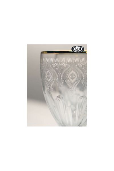 Paşabahçe Standing Water Glass Set of 6 Gold Handmade