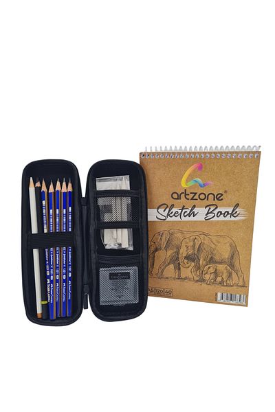 SYArts Sketch Pencil Starter Set with Bag (A5 120 Gr 40 Yp Notebook with Gift) New Gift Set