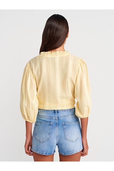 Dilvin Blue Stonewashed Mom Denim Shorts 71974