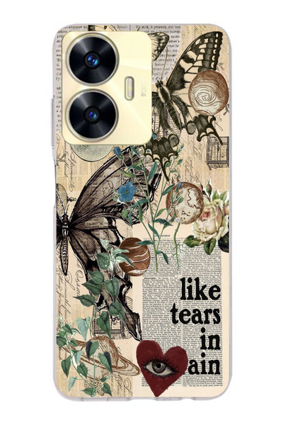 moonset Realme C55 Uyumlu Like Tears Tasarımlı Baskılı Şeffaf Telefon Kılıfı