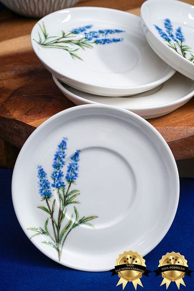 Heda Porselen Lavender 12cm 6 Piece Porcelain Tea Plate Set