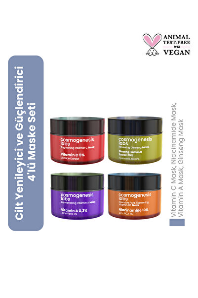 Cosmogenesis Labs Cilt Yenileyici Ve Güçlendirici 4'lü Maske Seti Vegan