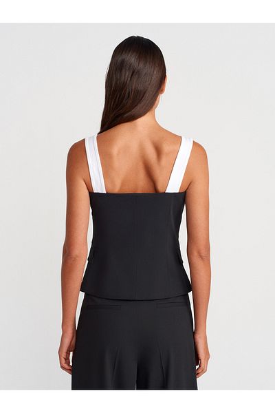 Dilvin 60581 Contrast Vest-Black