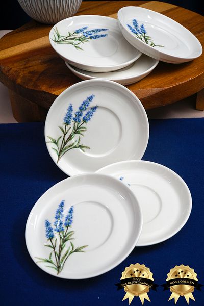 Heda Porselen Lavender 12cm 6 Piece Porcelain Tea Plate Set