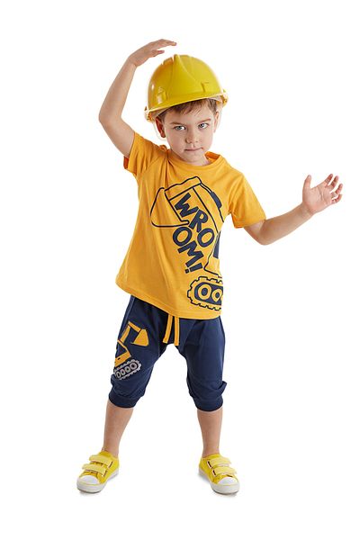 Denokids Set pantaloni scurți capri cu tricou pentru băiat Kepçe