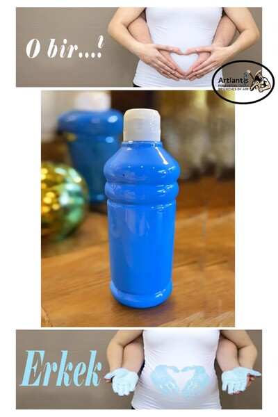 Artlantis Mavi Cinsiyet Belirleme Parmak Boyası 1 Adet 500 ml Kız Cinsiyet Aç...