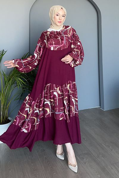 Saklı Butik Garnili Salaş Dress - Line Print Sk-8473