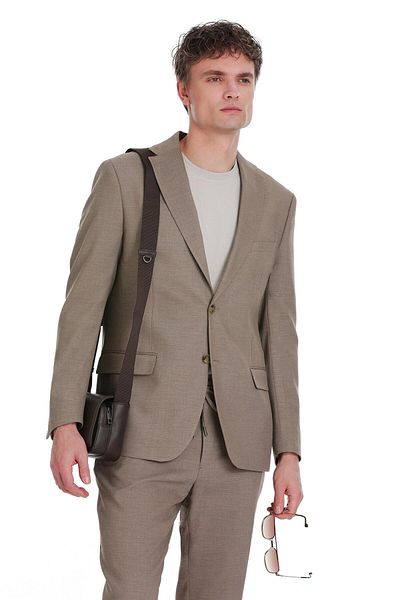 Hatemoğlu Brown Slim Fit Mono Collar Classic Suit