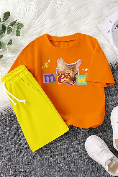 MYADA New Season Kitten Printed 2-Piece Children's Set 23396
