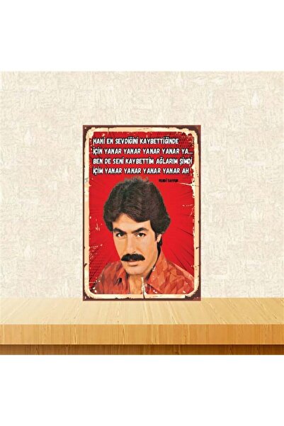 TAKIFİX Ferdi Tayfur Içim Yanar 20-30 Cm Retro Ahşap Poster Tkfx4296