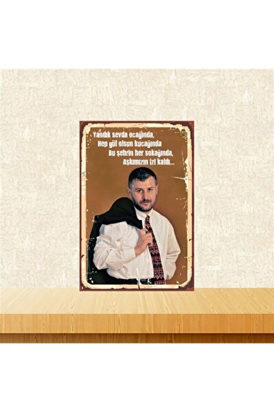 TAKIFİX Azer Bülbül Yandık Sevda Ocağında 20-30 Cm Retro Ahşap Poster Tkfx4342