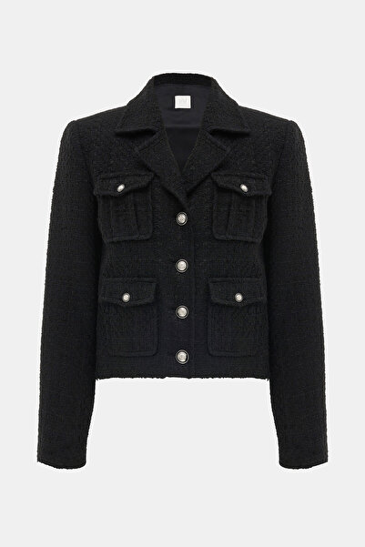 W Collection Black Buttoned Polyester Acrylic Jacket